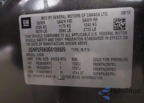 2016 Chevrolet Equinox Lt z USA, uszkodzony, nr VIN 2GNFLFEK0G6100929